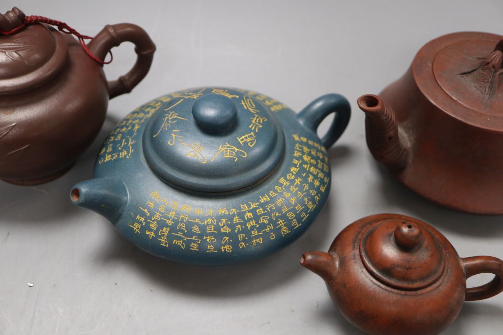 Five Chinese Yixing teapots
